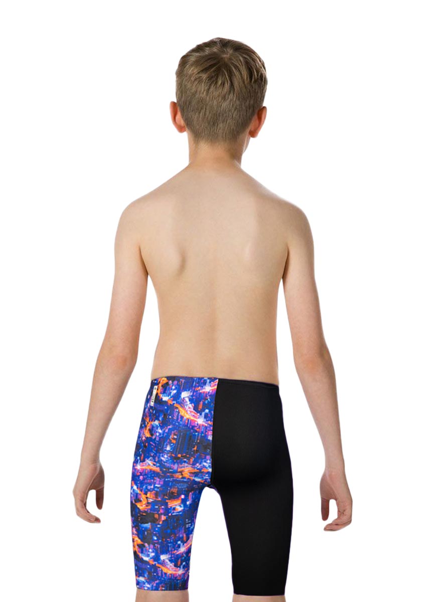 Speedo Junior Boy's Fastskin Endurance+ Highwaist Jammer - Black/ Blue / Kanji Lights