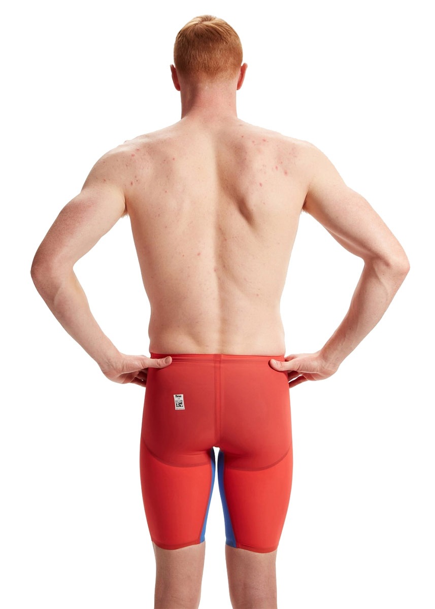 Speedo Fastskin एलजेडआर प्योर Valor 2.0 हाई वेस्टेड Jammer - फ्लेम रेड / कोबाल्ट पॉप 