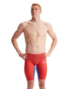  Speedo Fastskin एलजेडआर प्योर Valor 2.0 हाई वेस्टेड Jammer - फ्लेम रेड / कोबाल्ट पॉप 