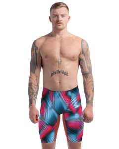 Speedo Fastskin एलजेडआर प्योर Valor 2.0 हाई वेस्टेड Jammer - फ्लेम रेड / पिक्टन ब्लू