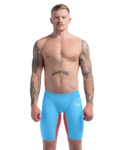 Speedo Fastskin एलजेडआर प्योर Valor 2.0 हाई वेस्टेड Jammer - पिक्टन ब्लू / फ्लेम रेड