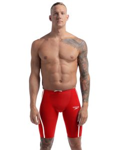 Speedo Fastskin LZR 純 Intent 2.0 高腰 Jammer - 火焰紅/白色 - 正面圖 Speedo Fastskin LZR 純 Intent 2.0 高腰 Jammer - 火焰紅/白色 - 正面圖