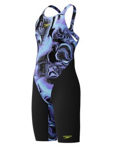 Speedo Fastskin 初級 Endurance+ Max 露背及膝泳衣 - Lucent Glow / 黑色 Speedo Fastskin 初級 Endurance+ Max 露背及膝泳衣 - Lucent Glow / 黑色