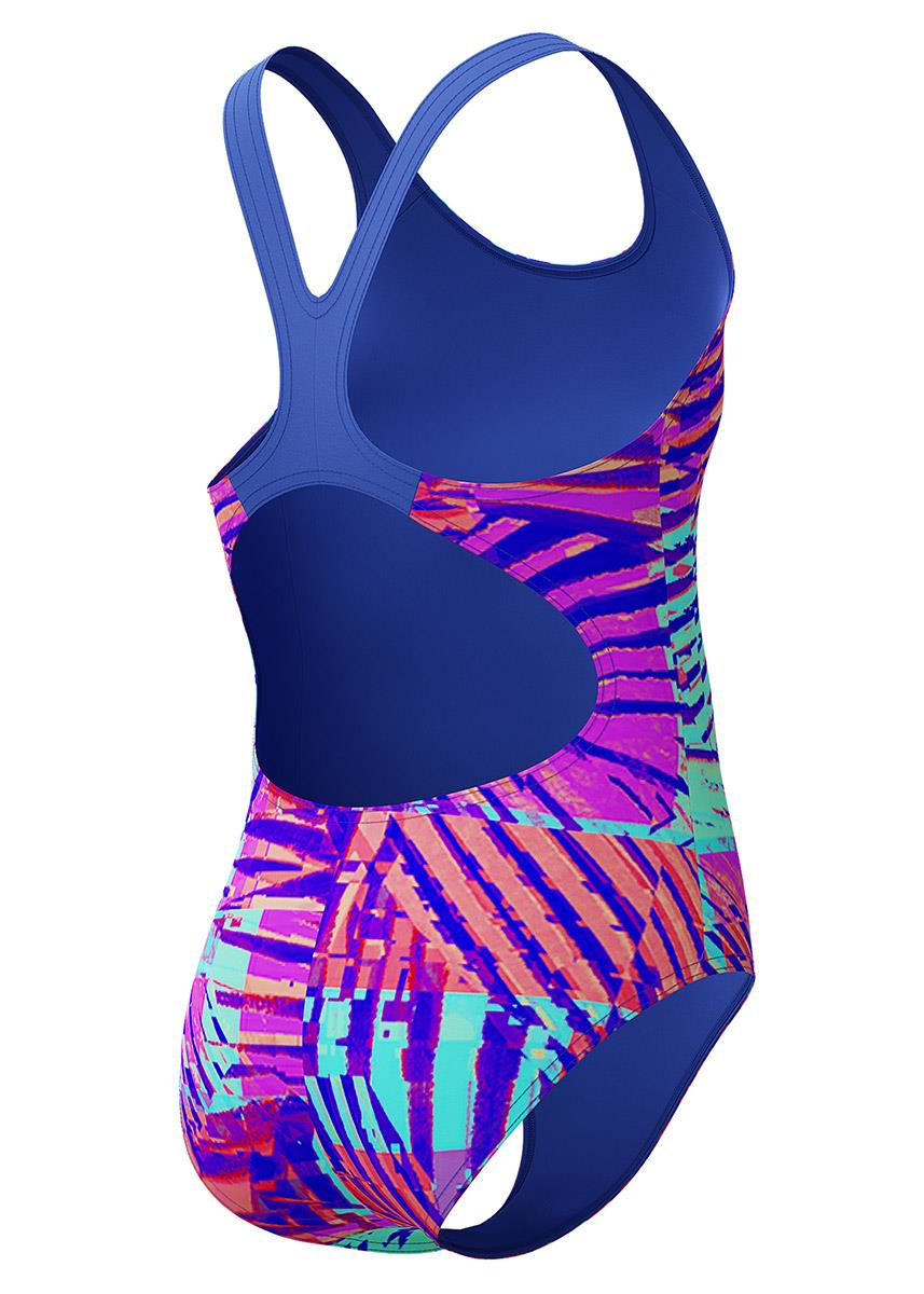 Speedo בגד ים דיגיטלי לבנות עם גב פתוח - קובלט פופ