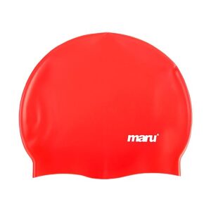 Maru כובעי שחייה מסיליקון מלא אדום A1365