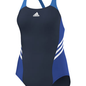 Adidas בגד ים לבנות עם שוליים צבעוניים - כחול נייבי קולג'יאט