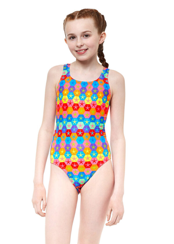 Maru Girls Superstars Pacer Rave Back Swimsuit - Turquoise-0