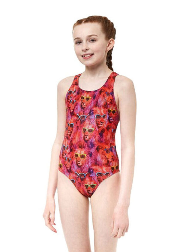 Maru Girls Cool Catz Rave Back Swimsuit - Coral-0