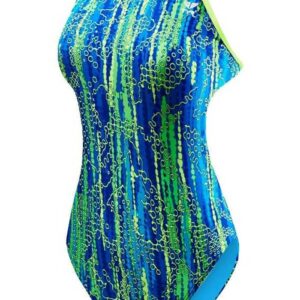 TYR בגד ים Hiromi Sport גזרה חלקה Durafast One לנשים - כחול/ירוק