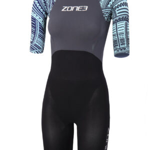 Zone3 Women's Kona-Target Short Sleeve Swim Skin - Grey / Green-0