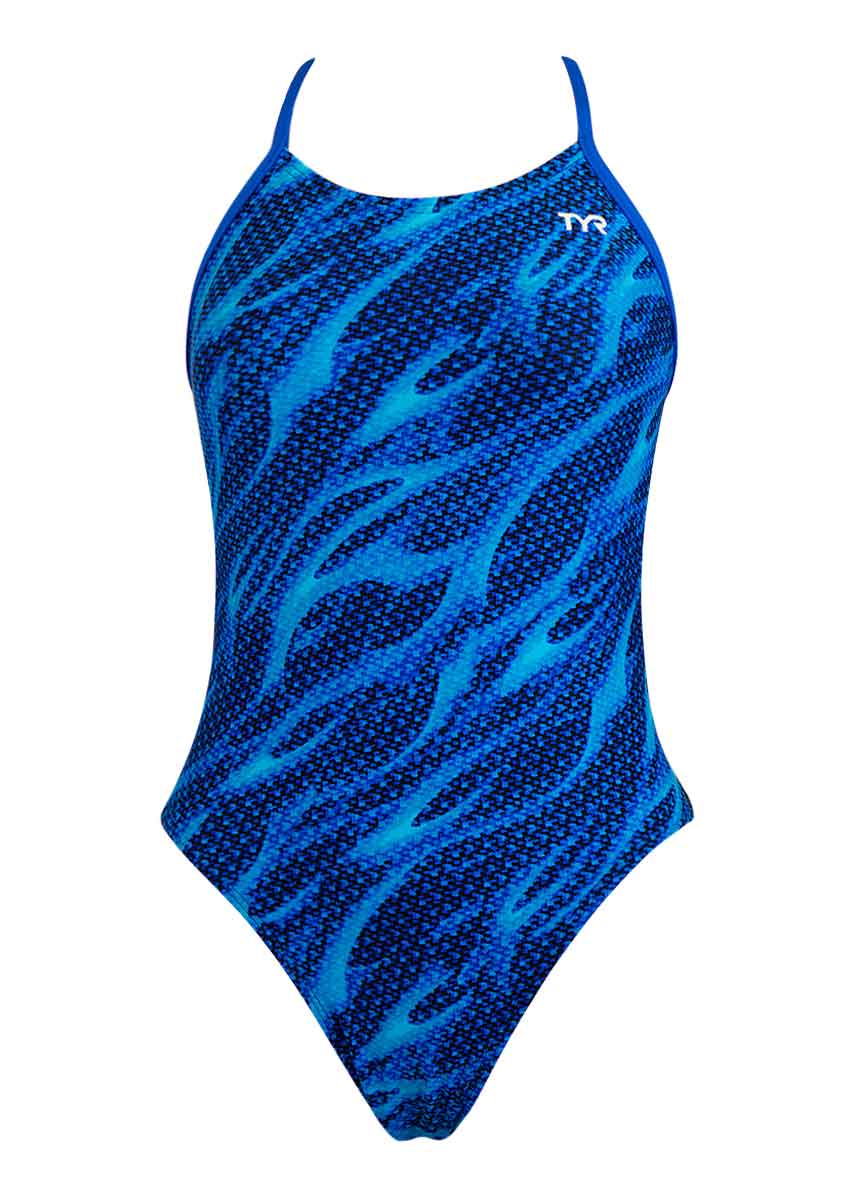 TYR 女の子用リーパーパフォーマンスカットアウト水着 - ブルー