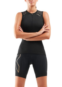 2XU גופיית טריאתלון דחיסה לנשים - שחור/זהב