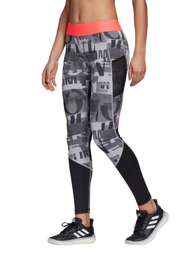 Adidas Alphaskin Tight - Glory Grey / Print / Signal Pink-0