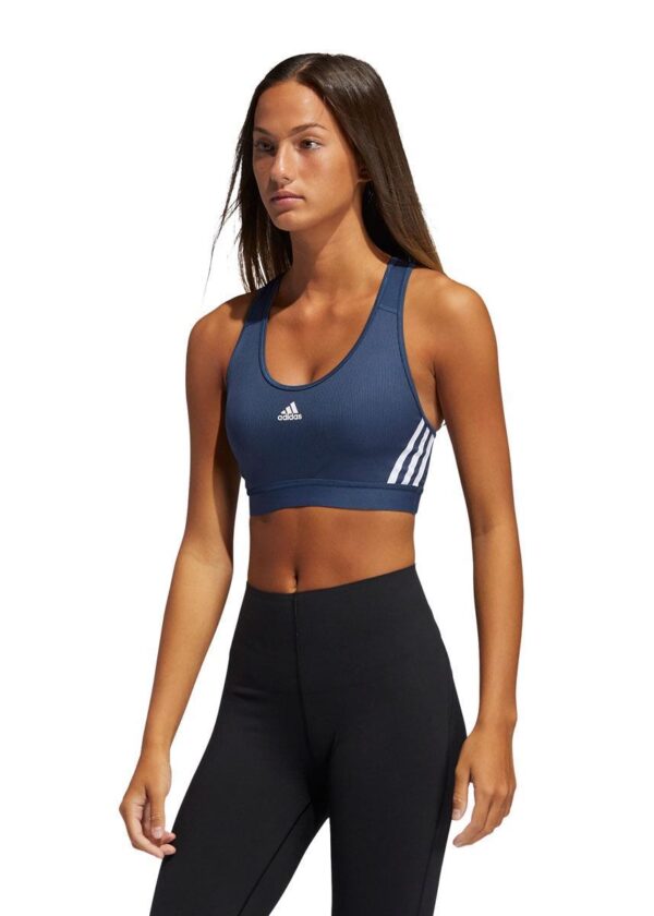 Adidas Believe This 3 Stripe Rib Bra - Crew Navy / White-0