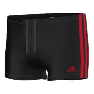 Adidas מכנסי שחייה קצרים לבנים עם 3 פסים - שחור / ארגמן-0
