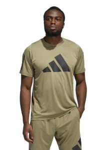 Adidas חולצת טריקו לגברים עם הרמה חופשית - ירוק