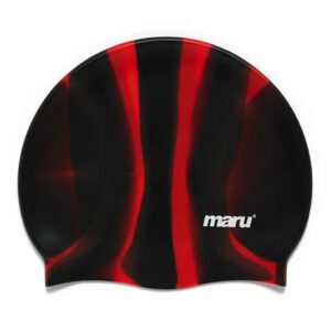 Maru כובע שחייה מסיליקון - שחור/אדום-0