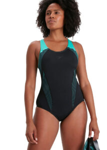 Speedo Women's Plastisol Laneback Swimsuit - Black/ Tile