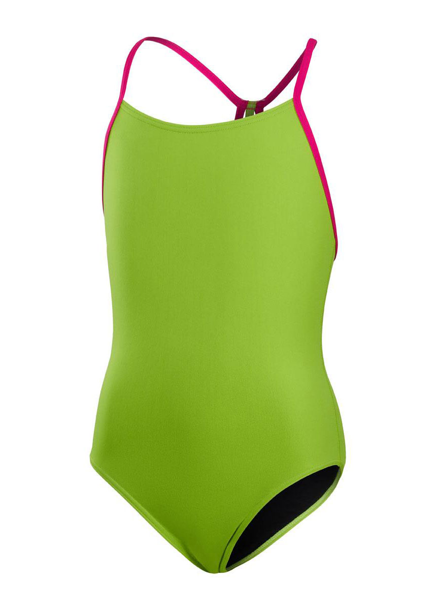 speedo スポーツ用水着 グリーン SD41A51Q Speedo 女の子用ソリッドレーンラインバック水着 - アトミックライム