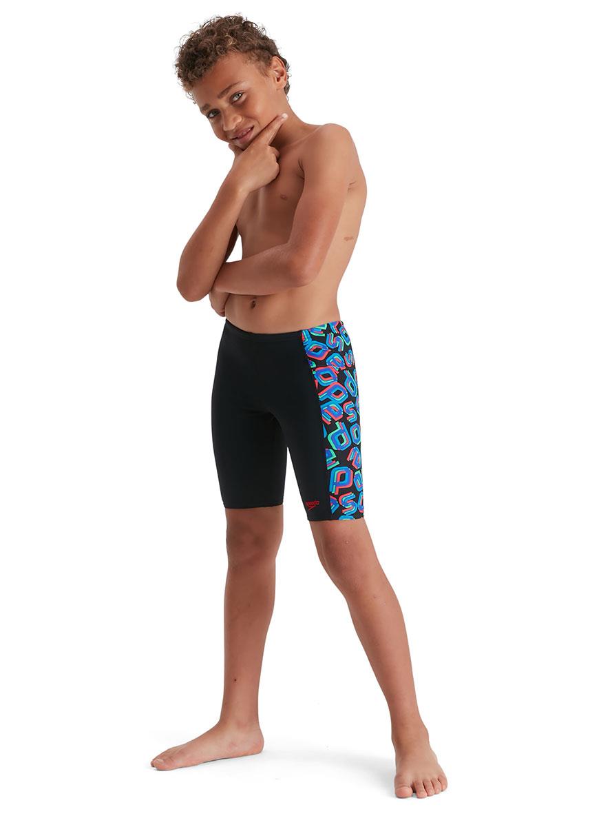 Speedo Boy's Digi Allover Panel Jammer - Black/ Red/ Neon/ Blue-0