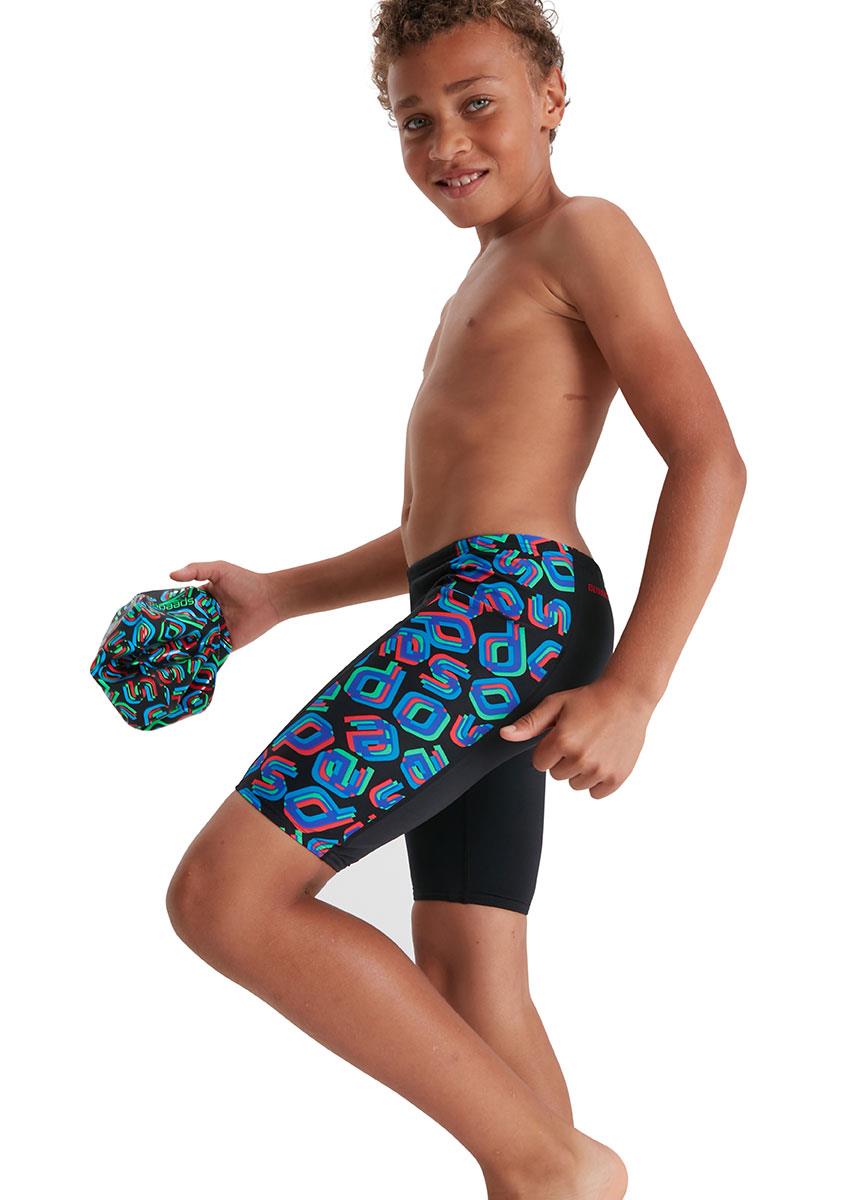 Speedo Boy's Digi Allover Panel Jammer - Black/ Red/ Neon/ Blue-561964