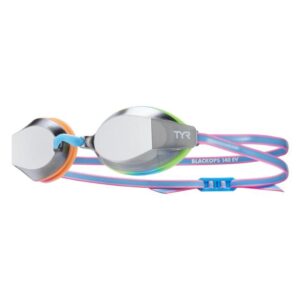 TYR Black Ops 140 EV Racing Mirrored Youth Fit Goggles - Silver / Blue / Pink