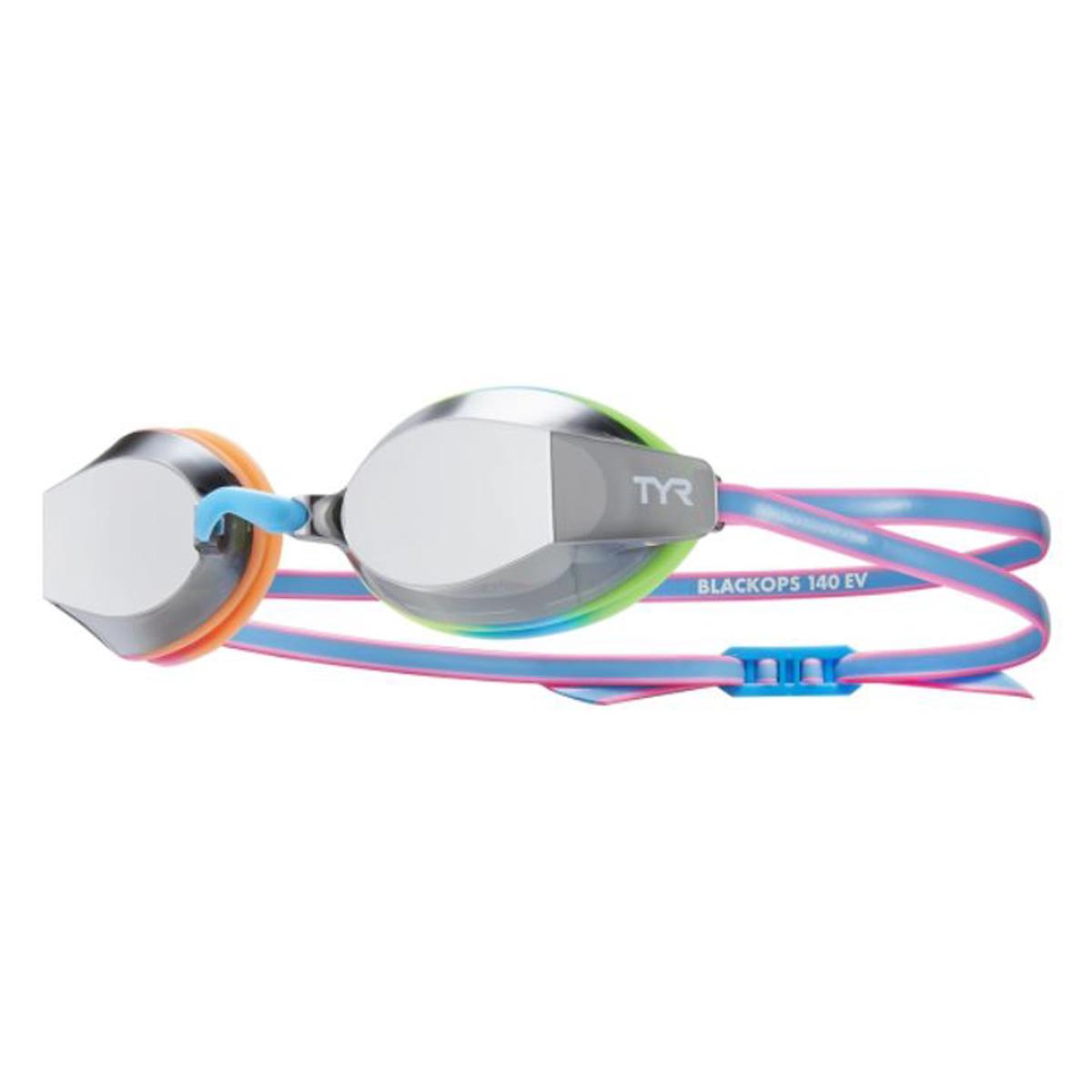 TYR Black Ops 140 EV Racing Mirrored Youth Fit Goggles - Silver / Blue / Pink