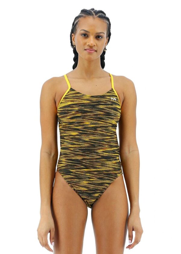 TYR Women's Fizzy Cutoutfit Swimsuit - Black/ Gold-0