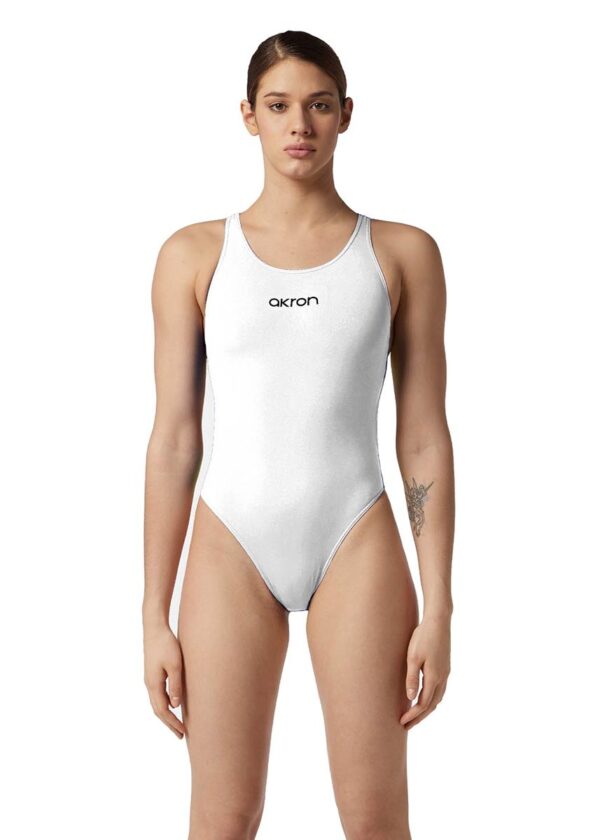 Akron Women's Babbitt Evo Swimsuit - White/Sport Red-0