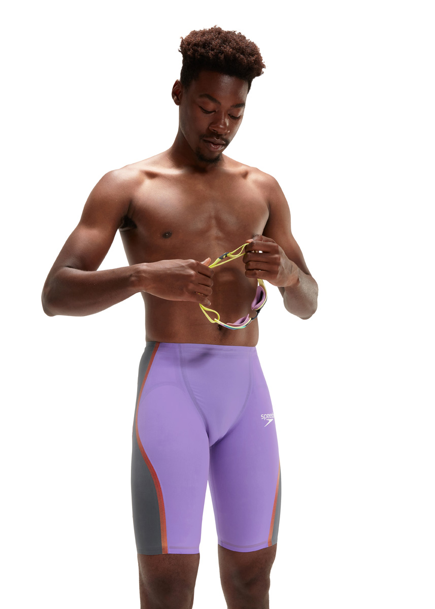 Mens Racing Jammer Purple Reign Print Speedo Fastskin LZR Pure Intent High Waist Jammer