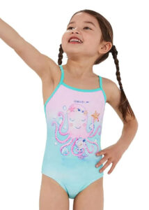 Speedo Junior Girls' Thinstrap Swimsuit - Green/Pink