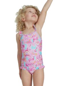 Speedo Junior Girl's Placement Thinstrap Swimsuit - Pink/Blue