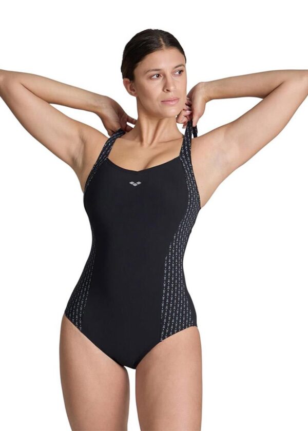 Arena Bodylift Laura Wing Back Swimsuit - Black/Silver/Multi
