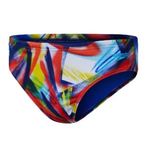 Speedo תחתונים דיגיטליים לבנים 6.5 ס"מ - שחור/אדום - מבט קדמי