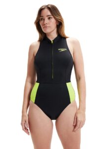 Speedo Womens Sleeveless Thermal Swimsuit - Black / Yellow