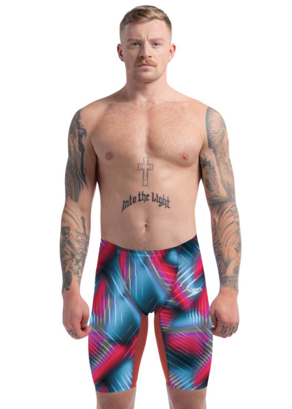 Speedo Fastskin LZR טהור Valor מותן גבוה 2.0 Jammer - אדום להבה / כחול פיקטון