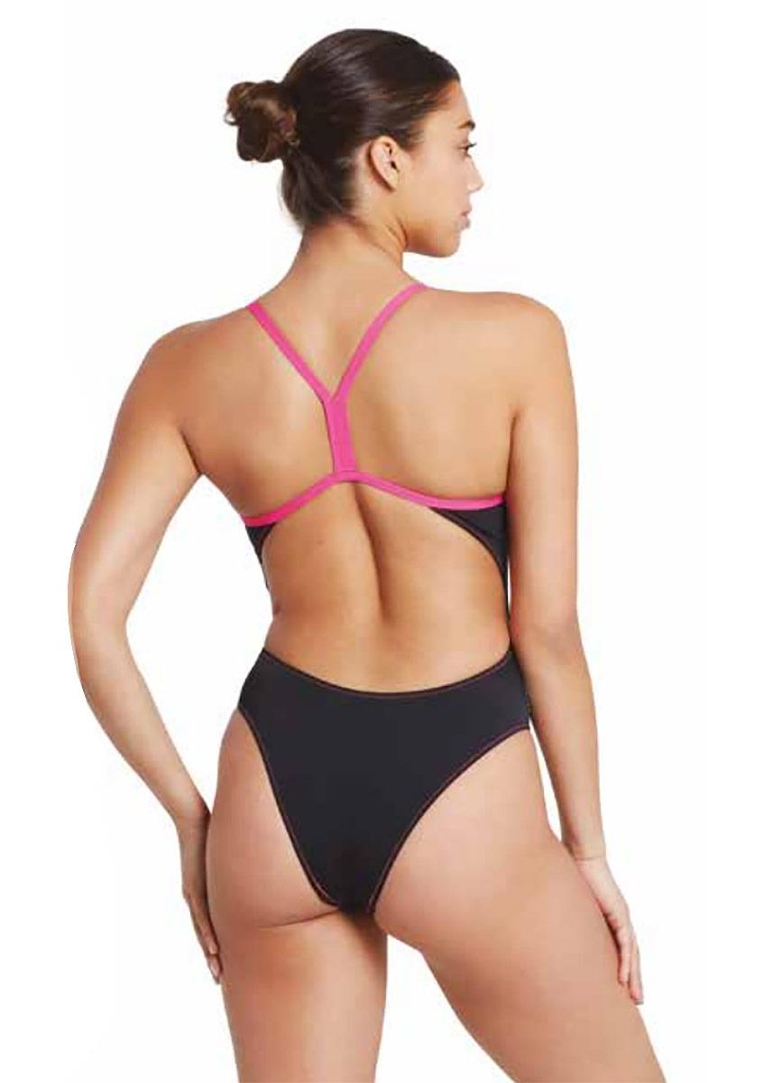 Zoggs Blaze Skyback Swimsuit - Black / Magenta-brand