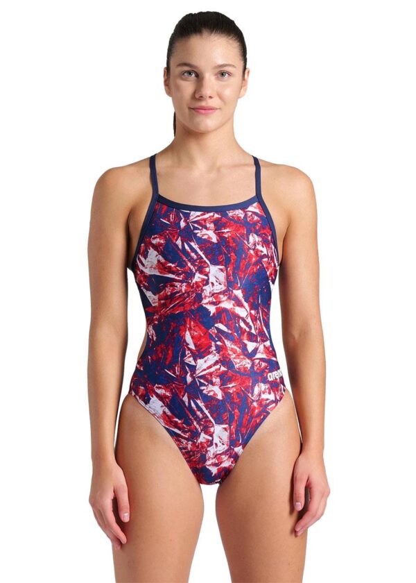 Arena Team Crackle Challenge Back Swimsuit - Navy / Red / White / Blue