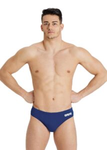 Arena Mens Team Solid Swim Brief - Navy Blue / White