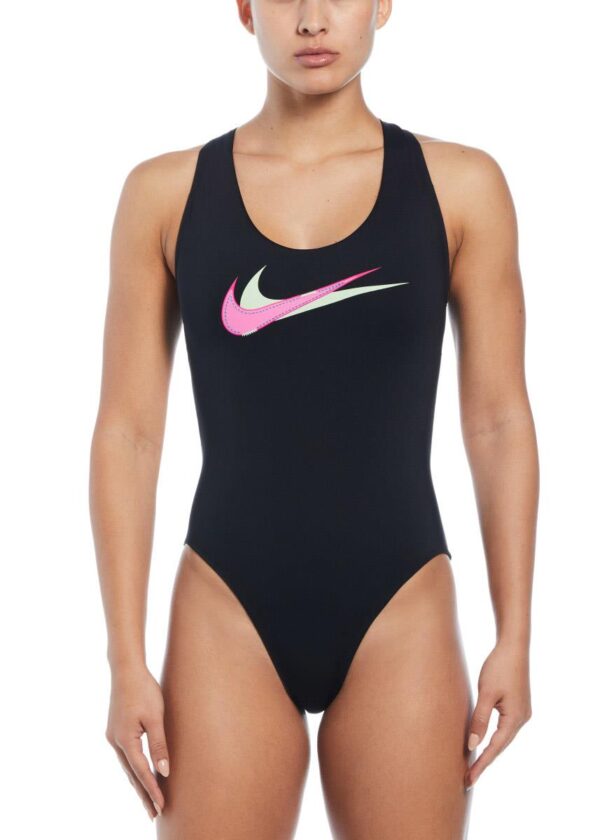 Nike Women's Multi Logo Crossback Swimsuit - Black-0