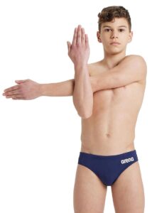 Arena Boy's Team Solid Swim Brief - Navy Blue / White