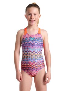 Arena Girl's Ondulation Swim Pro Back Swimsuits - Violet / Coral