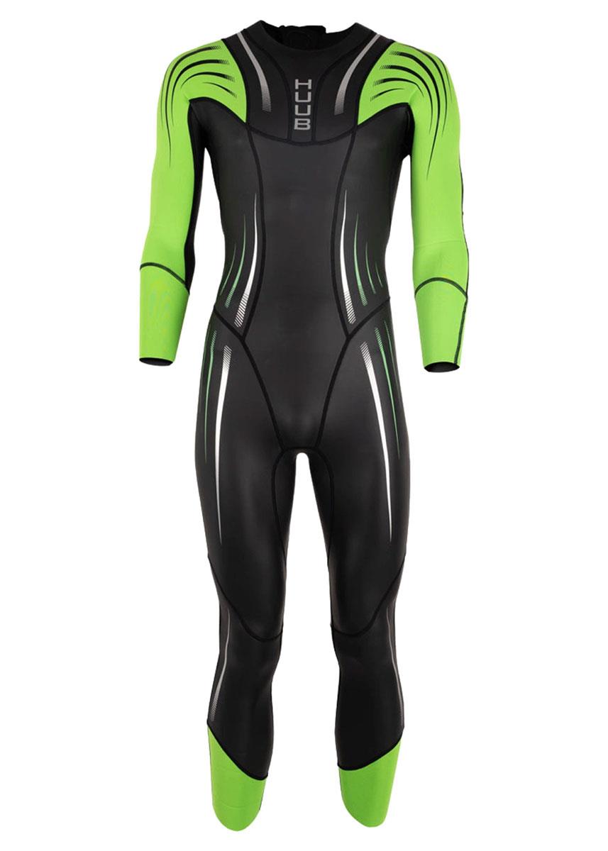 HUUB メンズ サーフェススイムウェットスーツ - ブラック / 蛍光グリーン