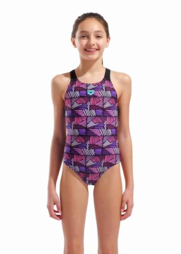 Arena בגד ים לילדות דגם Candies Swim Pro Back - רב-תכליתי / שחור / ורוד-0