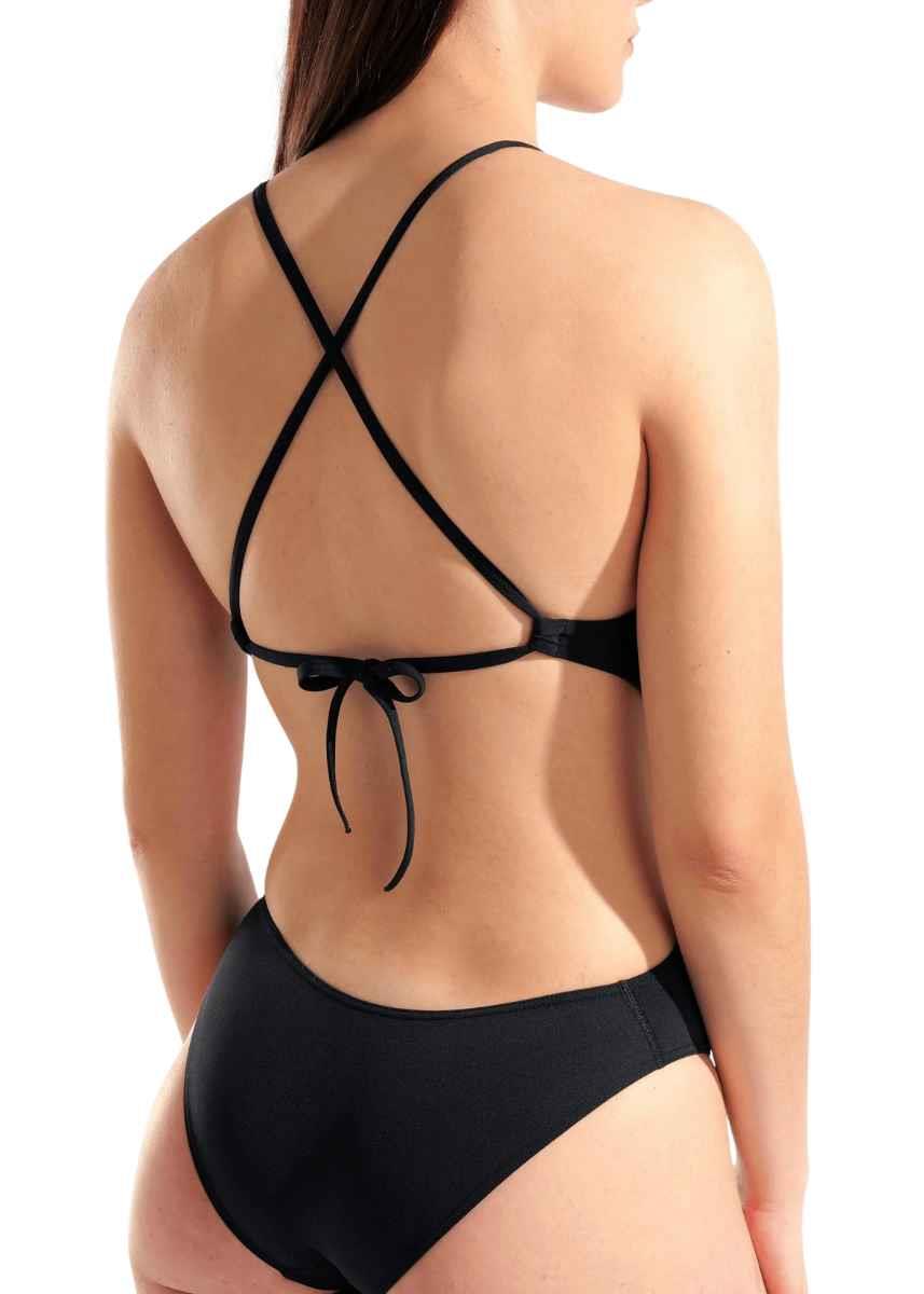 Arena Solid Tie Back Swimsuit - Black-631035