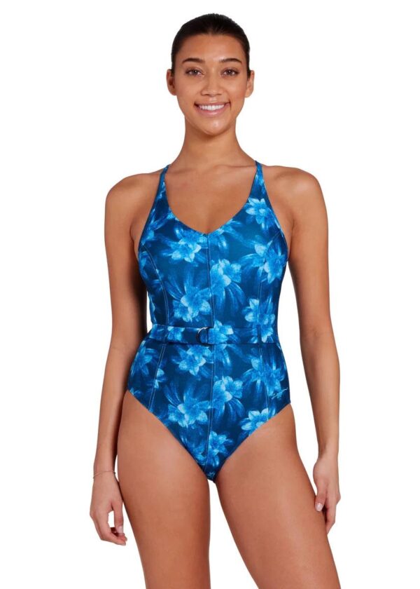 Zoggs Women's Denim Belt Crossback Swimsuit