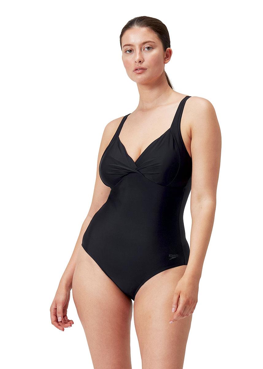 ✨新品半額✨ワンピース水着 Speedo × eclatスイムウェア Speedo シェイピングクロスノットワンピース水着 - ブラック