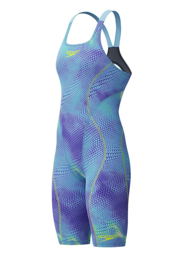Speedo Fastskin हाइपरस्पार्क प्रिंटेड ओपनबैक नीसूट - नीला / पीला