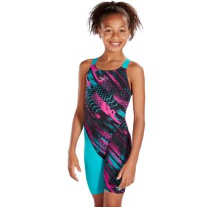 Speedo Fastskin זוטר Endurance+ עור גב פתוח - כחול / רב-תכליתי