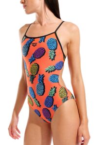 Arena Pineapples Tie Back Swimsuit - Orange / Multi / Black